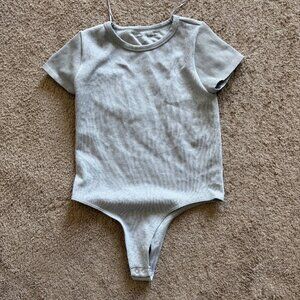 better / together Ribbed Short Sleeve Gray Bodysuit Size Large